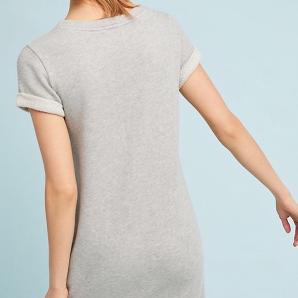 Anthropologie Women's Cloth & Stone Short Sleeve Gray Sweatshirt Tunic Dress L - Picture 3 of 12